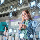A woman using multiple forms of social media on her phone